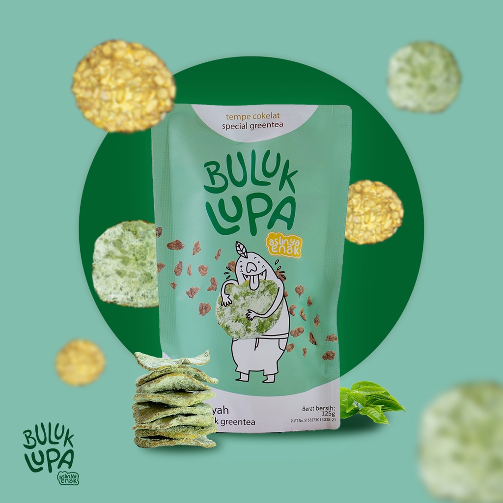 

Buluk Lupa Keripik Tempe coklat greentea