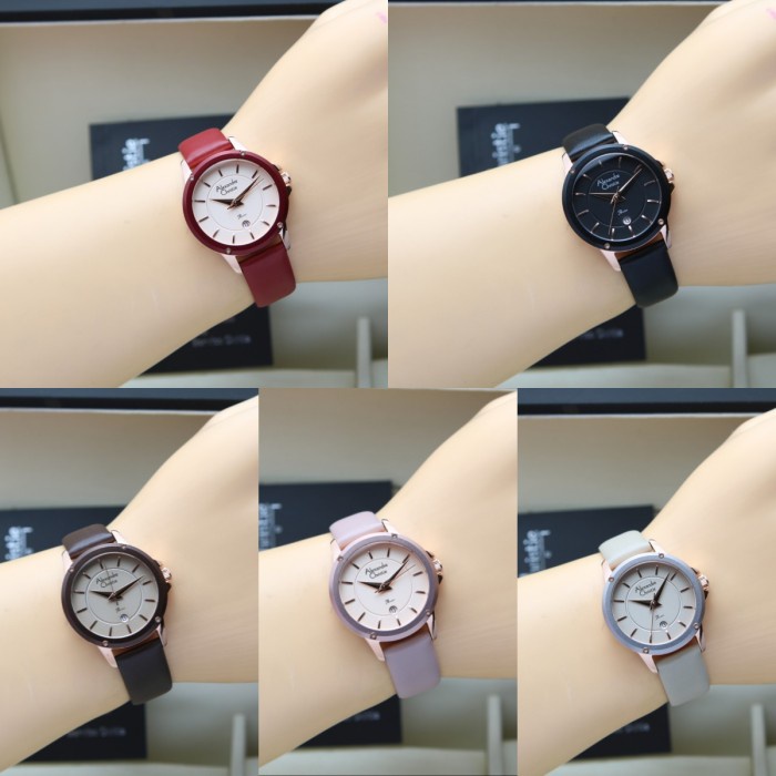 JAM TANGAN WANITA ALEXANDRE CHRISTIE AC 2A17 LEATHER ORIGINAL GARANSI RESMI 1 TAHUN