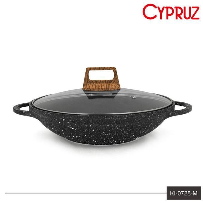 Cypruz KI-0728-M Wajan Kuali Induksi Wok Die Cast Marble 28 cm KI-0728