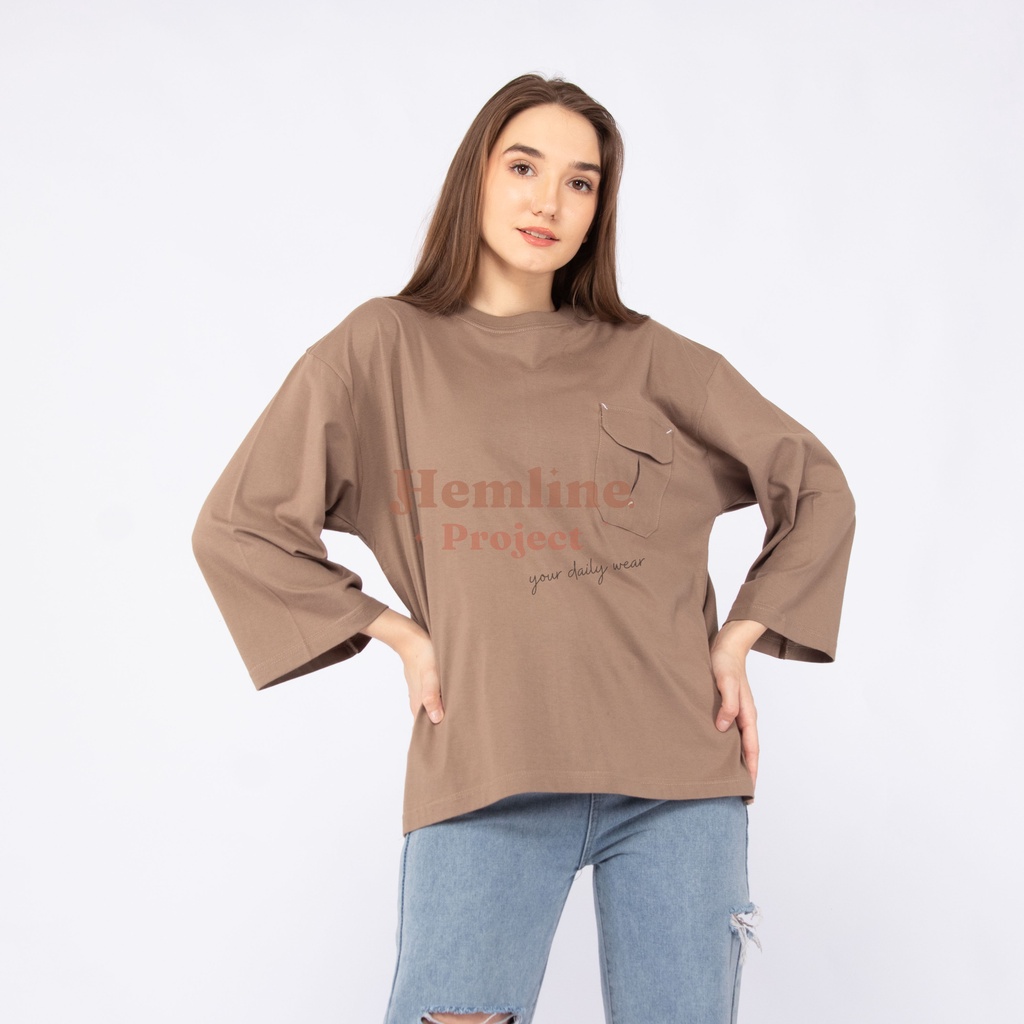 Haura Oversized Plain Top Maple Brown