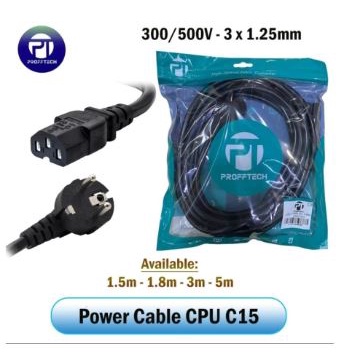 Cable power cord to c13 proff tech 5m 3x1.25mm for psu cpu pc monitor rice cooker - Kabel power supply profftech 5 meter