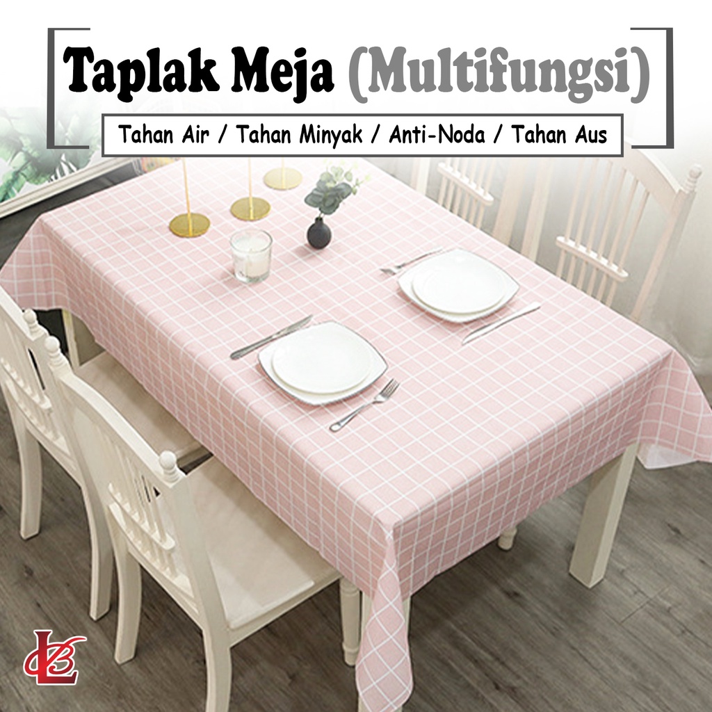 Taplak Meja Anti Air Anti Minyak Ukuran 137cm X 100cm / Tatakan Meja / Taplak Meja Makan Waterproof 137 X 100 / Taplak Meja Anti Air Motif Kotak Kotak Bahan PEVA 137 X 100 cm (D15-3C)