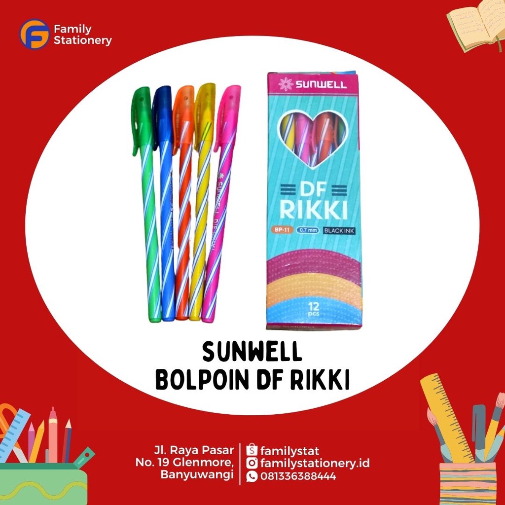 

PULPEN SUNWELL DF RIKKI BP-11 0.7MM / PEN MURAH 1PACK