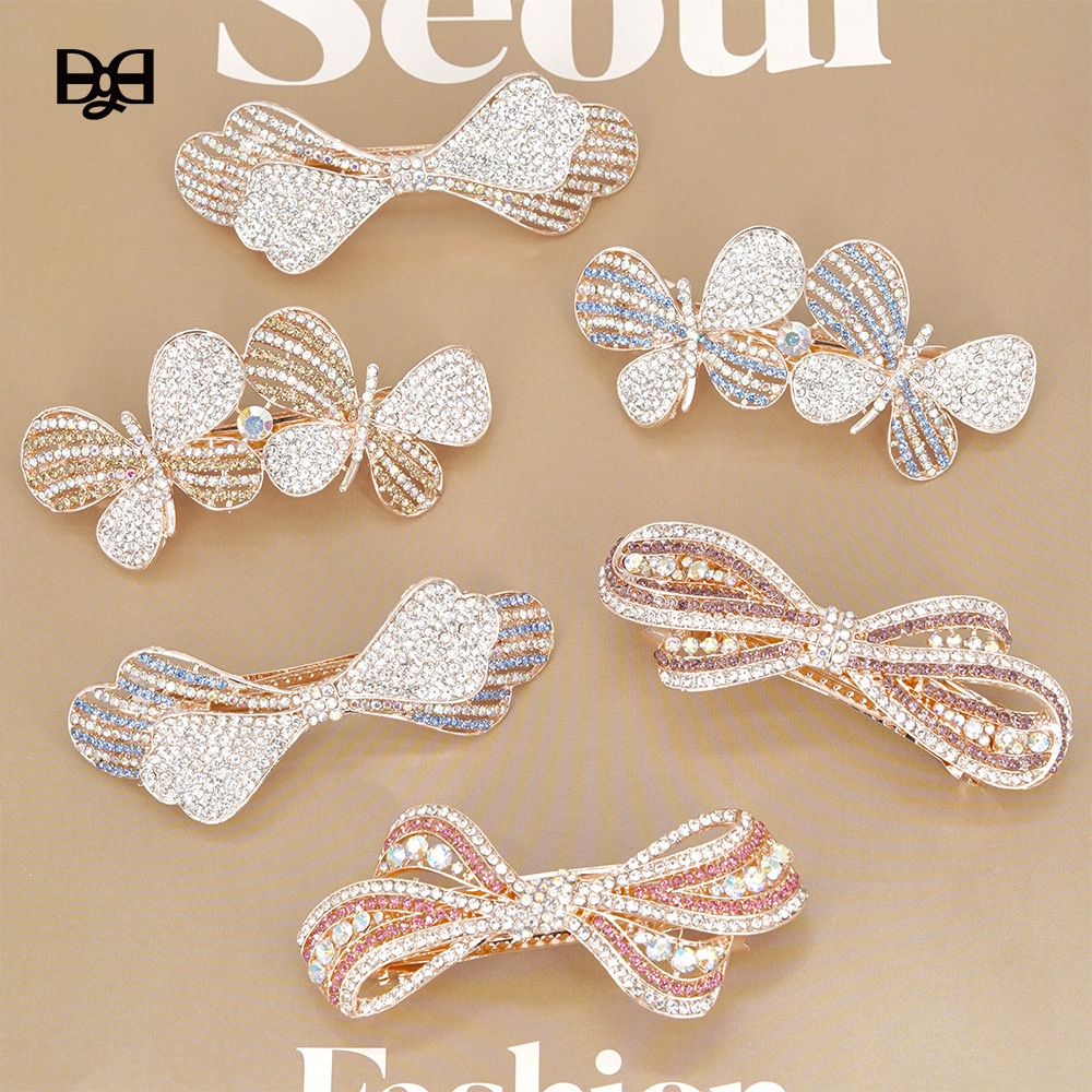 Korea Ganda Kupu-Kupu Berlian Imitasi Rambut Perhiasan Kristal Penuh Berlian Rambut Klip