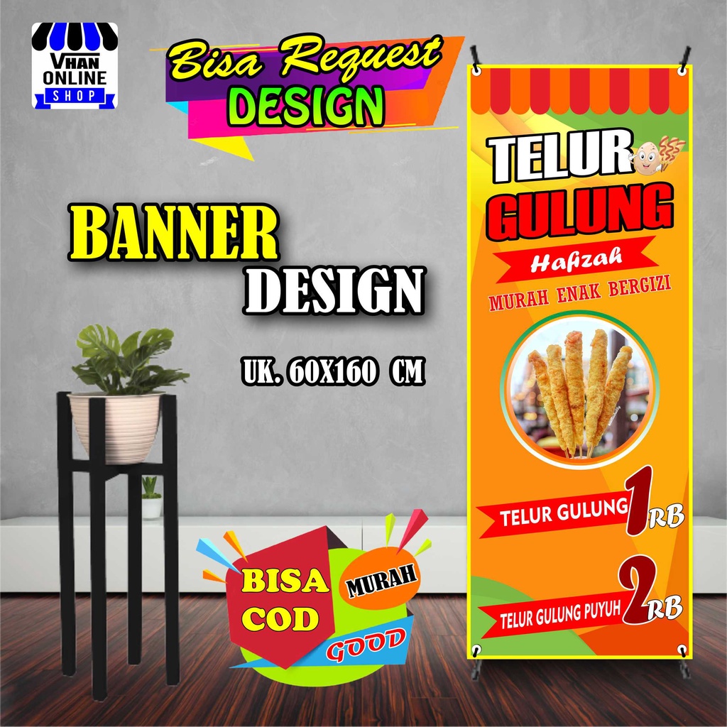 Cetak Spanduk banner Jualan Telur Gulung, Makanan Viral Murah, keren