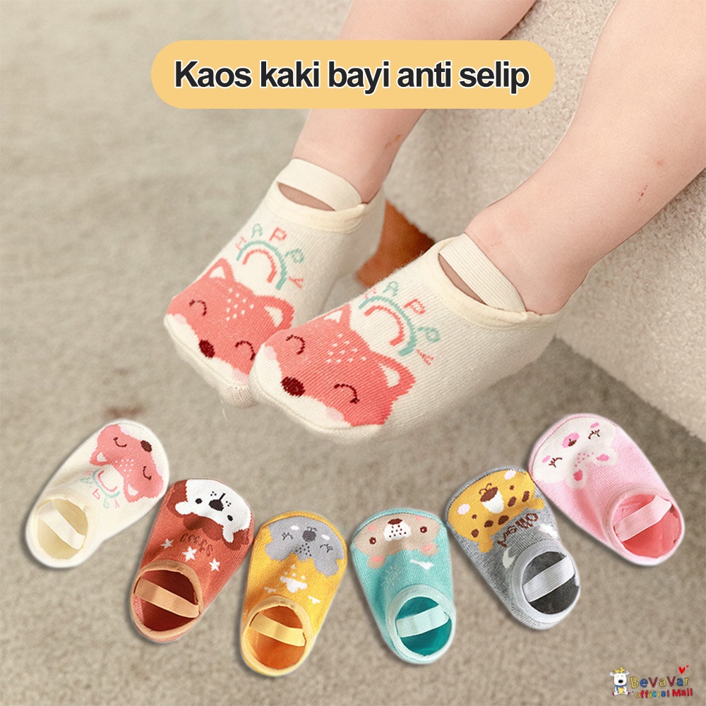 BEVAVAR Kaos Kaki Bayi Anak Lucu Motif Hewan Kaos Kaki Sepatu Bayi Anti Slip