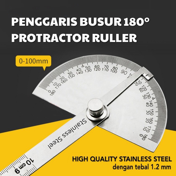 

Baru Penggaris Busur 180 Stainless Steel / Alat Ukur / Mistar / Garisan