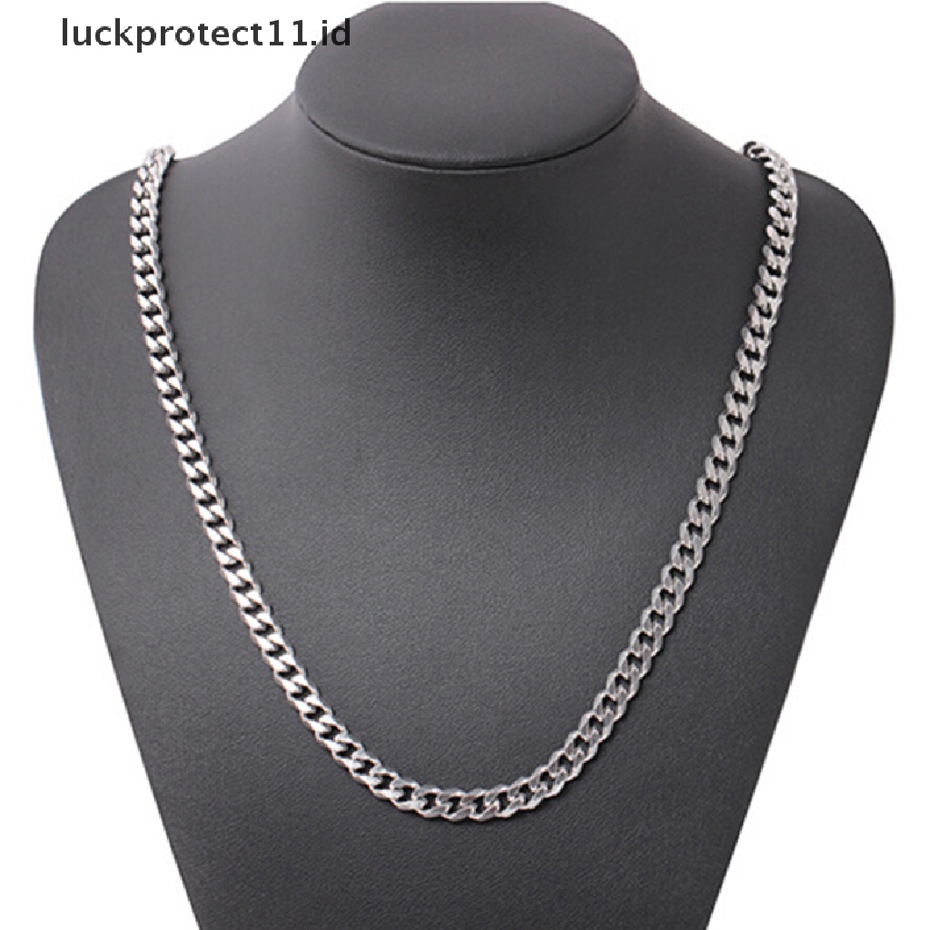 Kalung Rantai Bahan Stainless Steel Ukuran 4-6mm Gaya Hip Hop Untuk Pria