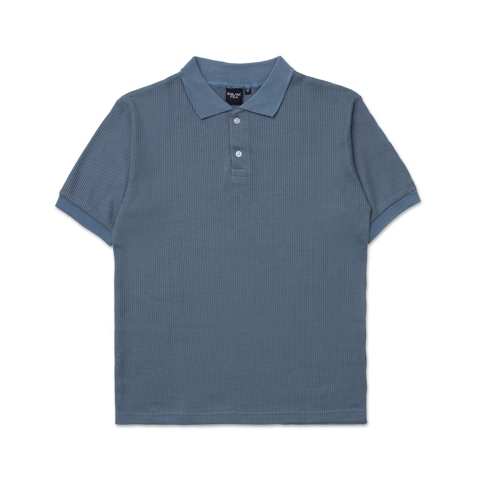 SHIBUYA POLO WAFFLE - Kaos Polo Waffle in Stone Blue