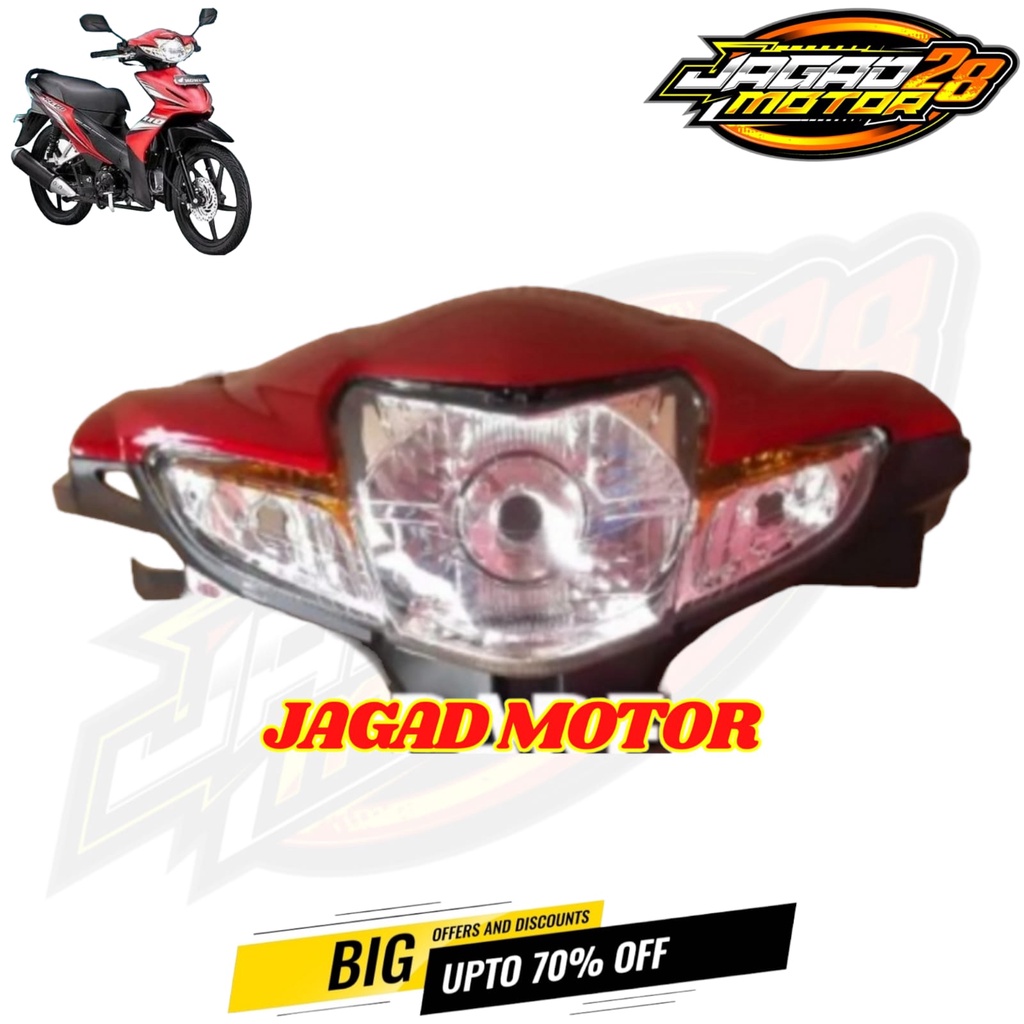 Batok Kepala Depan Honda Revo Absolute Merah Set Reflektor Lampu Depan / Batok Kepala Depan Set Reflektor Lampu Depan Honda Revo Absolute Merah / Batok Kepala Depan Honda Revo Absolute Merah Plus Lampu Depan