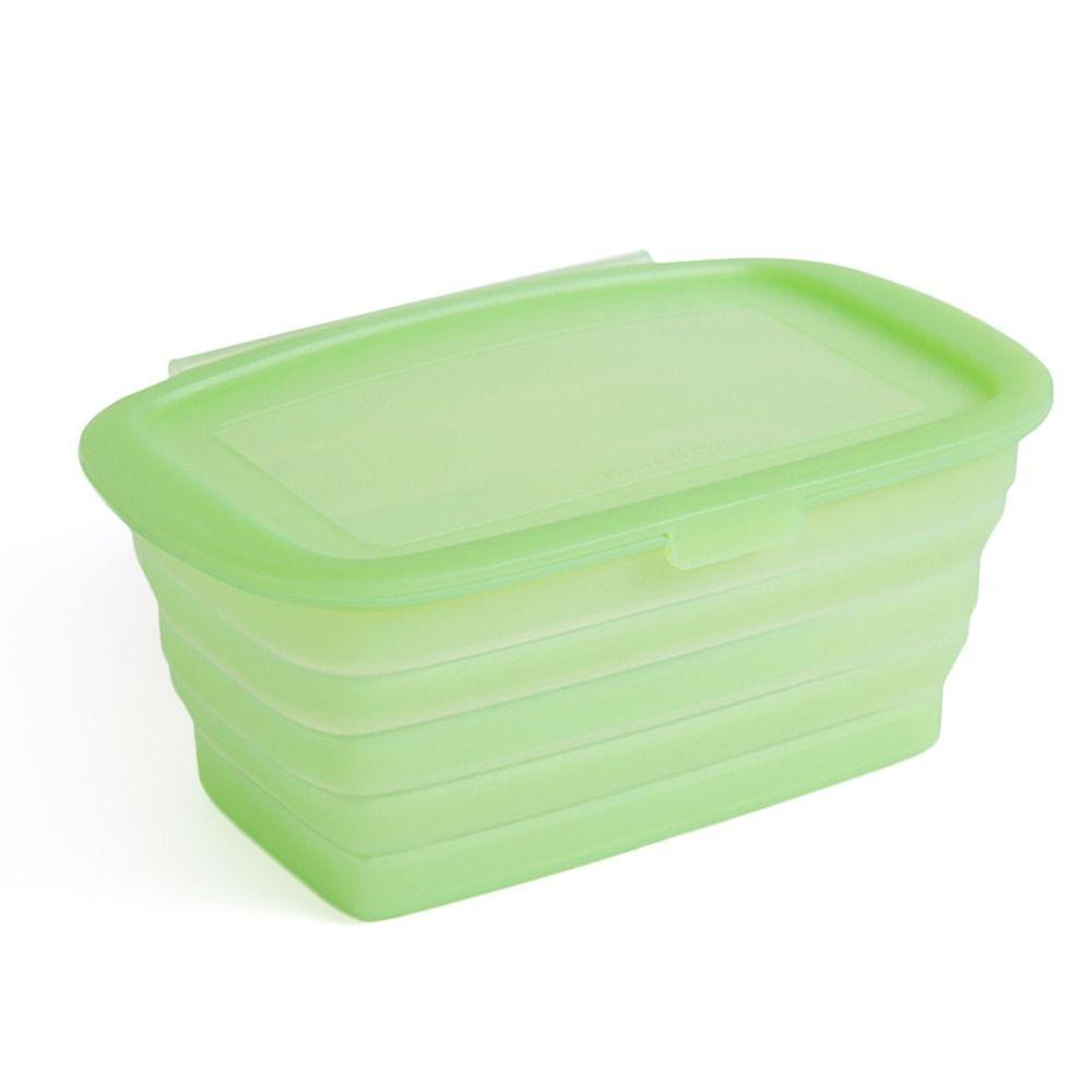 Top 1pcs Kotak Makan Dengan Tutup Salad Bowl Piknik Camping Collapsible Silicone