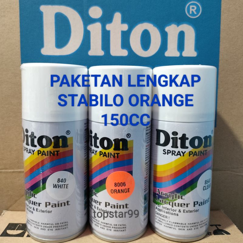 Pilok Cat Diton Stabilo Orange 8006 White 840 Clear 8540 Paketan Oren Stabilo 3 pcs 150cc Pilox Cat Semprot Diton Spray Paint