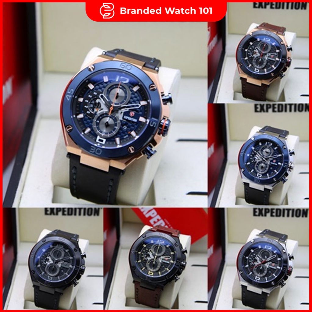 ORIGINAL Jam Tangan Pria Expedition E 6756 / E6756 / 6756 Garansi Resmi 1 Tahun, Leather