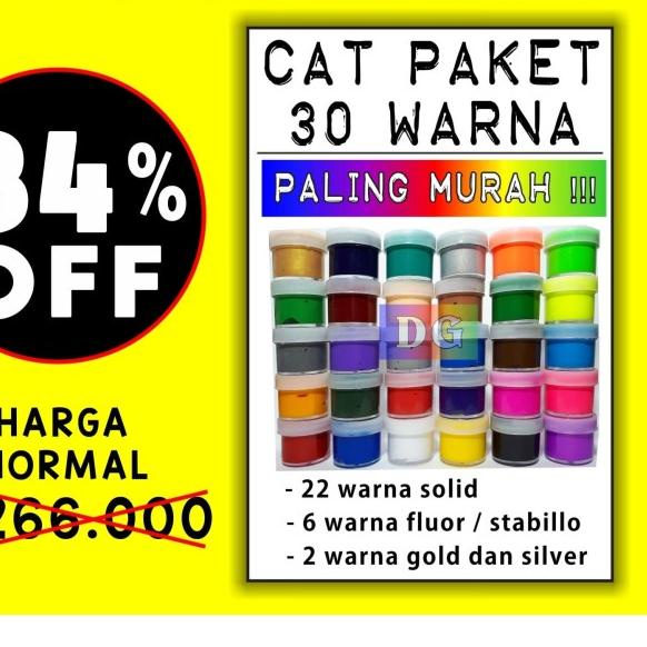 

30 Cat Paket - Cat Tekstil / Lukis utk kaos / kanvas / tas / sepatu