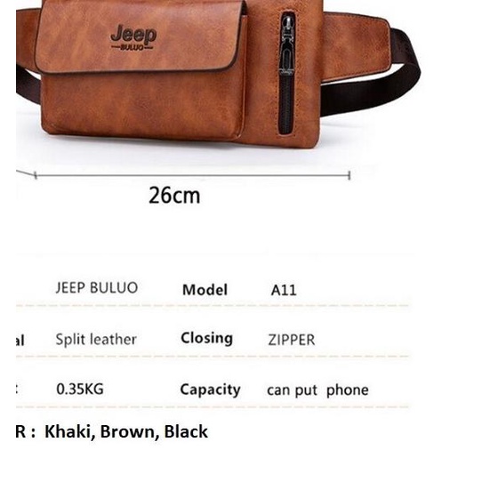 TG08 Tas Pinggang Selempang Pria Original Jeep Buluo Import - khaki