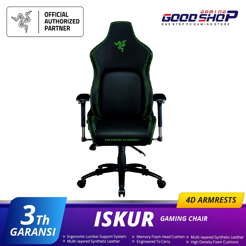 RAZER Iskur Green with Built-in Lumbar Support XL - Gaming Chair