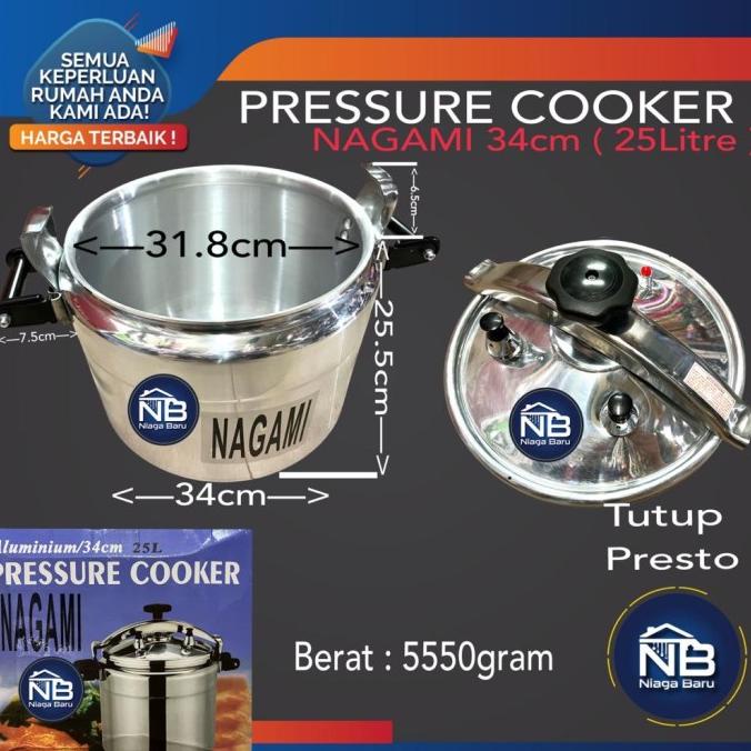 Panci PRESTO 25 liter NAGAMI GOOD QUALITY Tebal Pressure Cooker