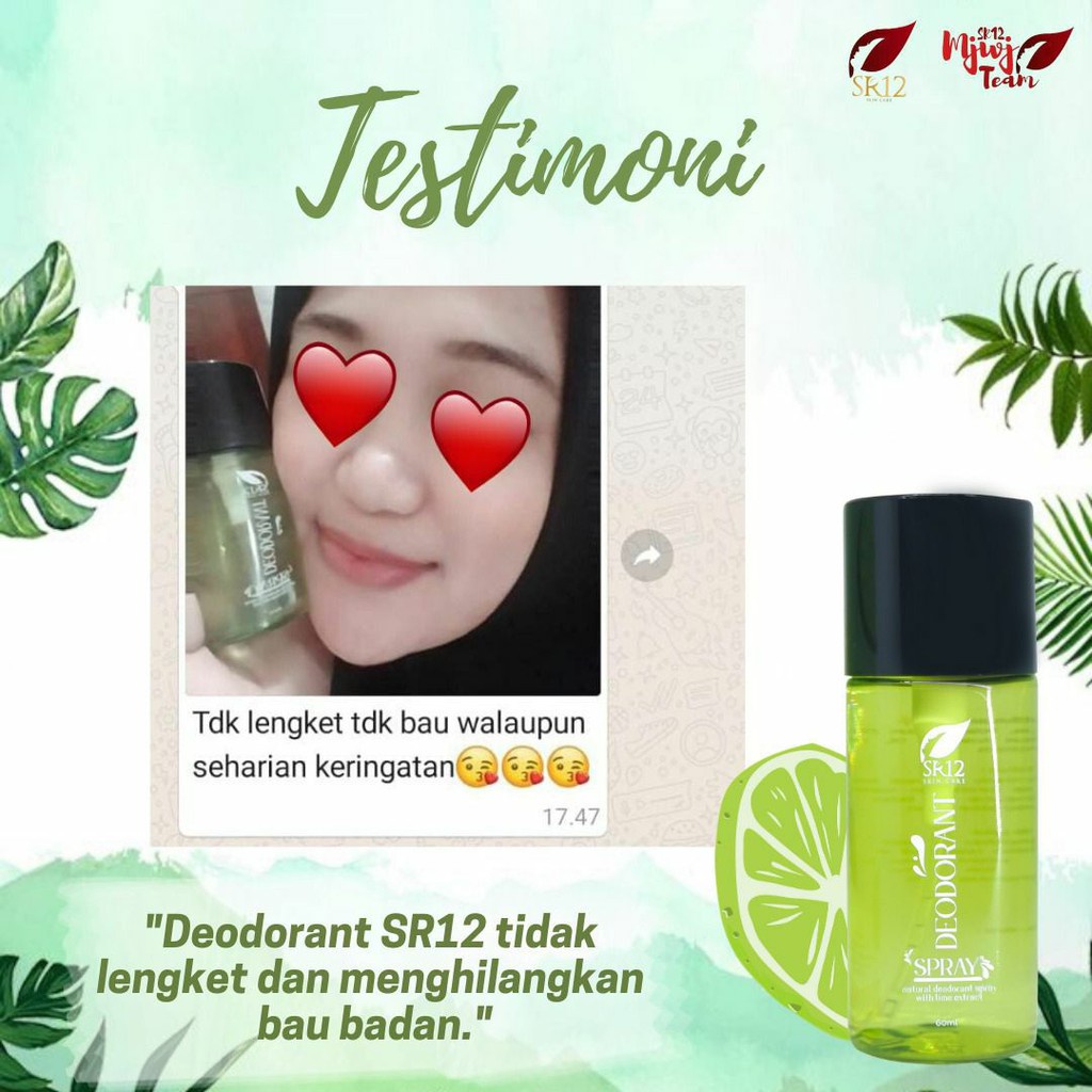 SR12 Deodorant Spray PREMIUM Ampuh Hilangkan Bau Badan Deo Spray Non Alkohol Aman Anak Dan Remaja SR12 Herbal Skincare