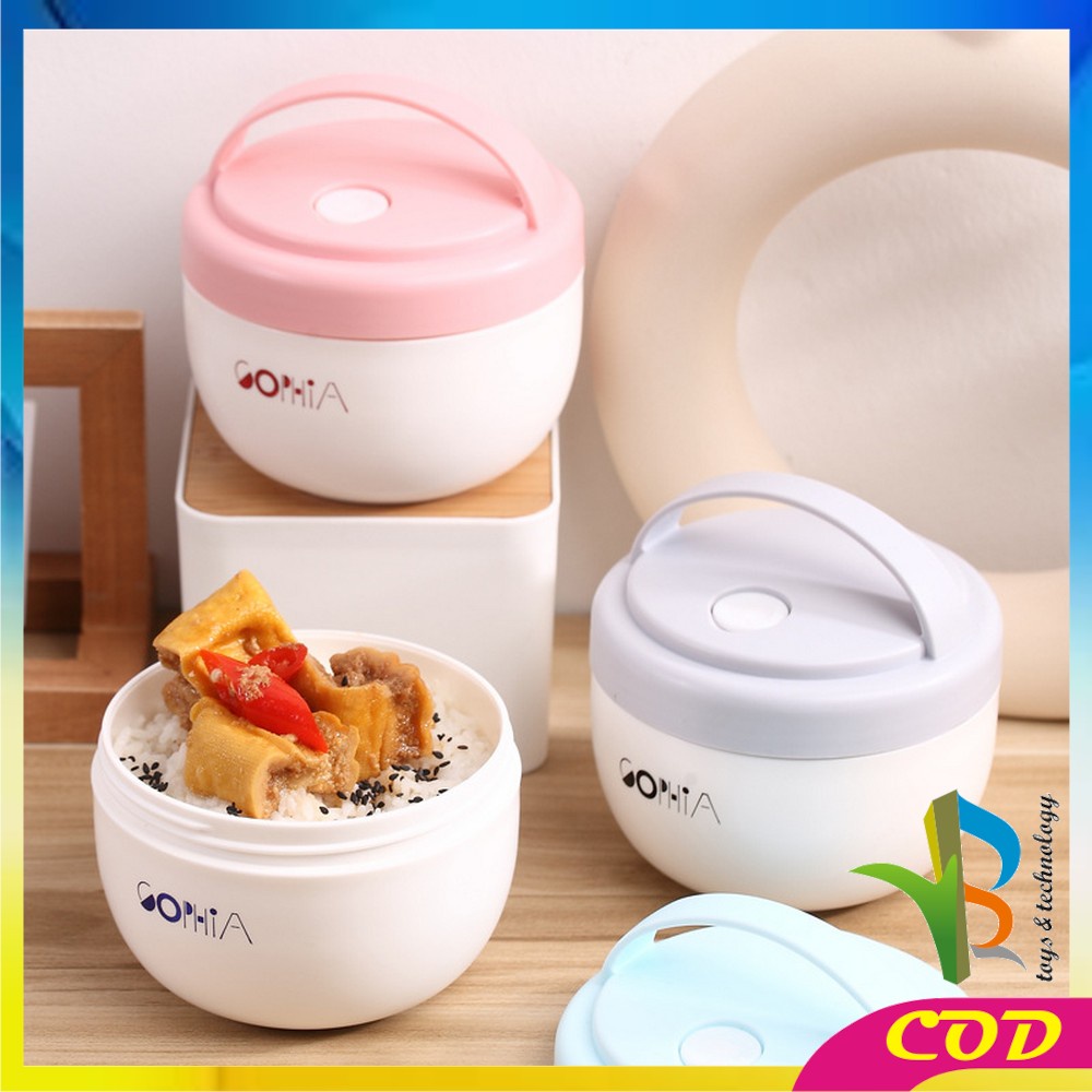 RB-C702 Tempat Soup Lunch Box Set 560ML Bentuk Mangkok Dengan Pegangan Anti Tumpah / Tempat Makan Bubur Kotak Bekal Sup Portable BPA FREE