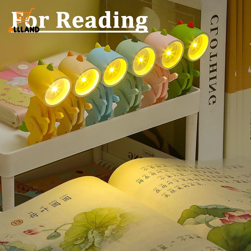 Lampu Baca Meja Led Tenaga Baterai Bentuk Kartun Dinosaurus Lucu Bisa Dilipat DIY