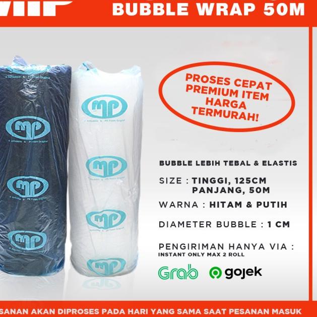 

BUBBLE WRAP ROLL 50 METER HITAM PUTIH BUBLE WRAP MULIAPACK MULIA PACK - MP ORG - Putih