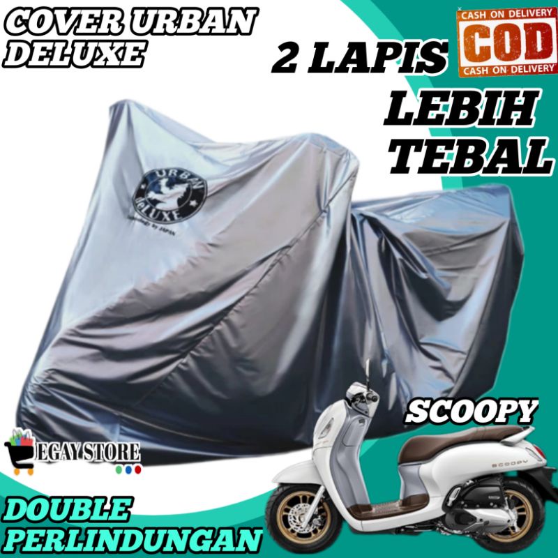 Sarung Motor Scoopy Premium Urban Deluxe Standar Anti Air Tahan Panas Matahari Cover Motor Matic Lebih Tebal Mantel Motor Waterproof
