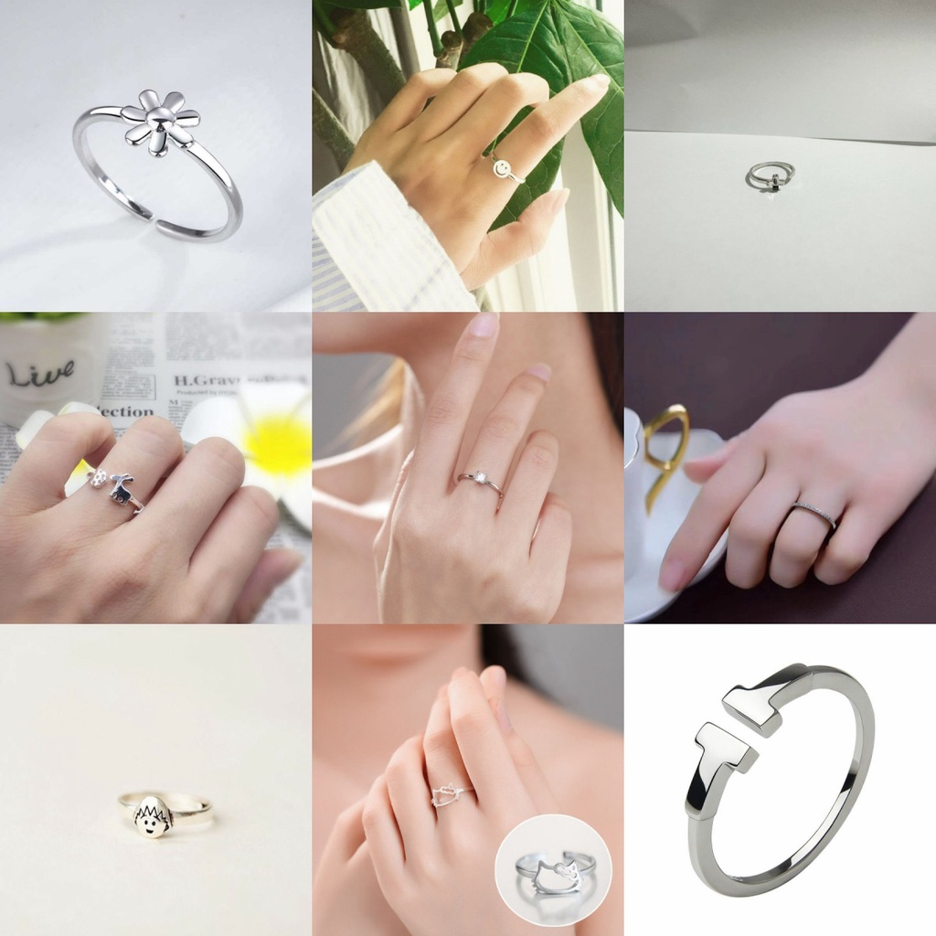 Cincin Jari Telunjuk 925 Silver Double Layer Model Simpul Gaya Korea