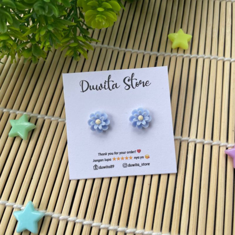 HANDMADE ANTING TUSUK PLASTIK ANAK/DEWASA MOTIF BUNGA CAMELLIA