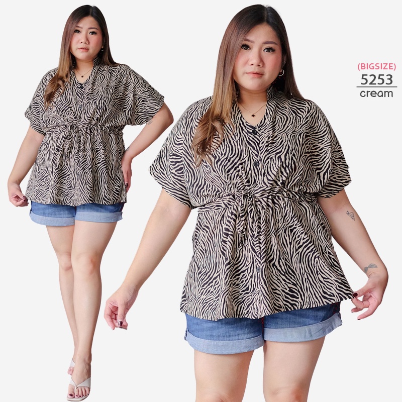 arenabelanja - Atasan Wanita Motif Lengan Pendek Bigsize