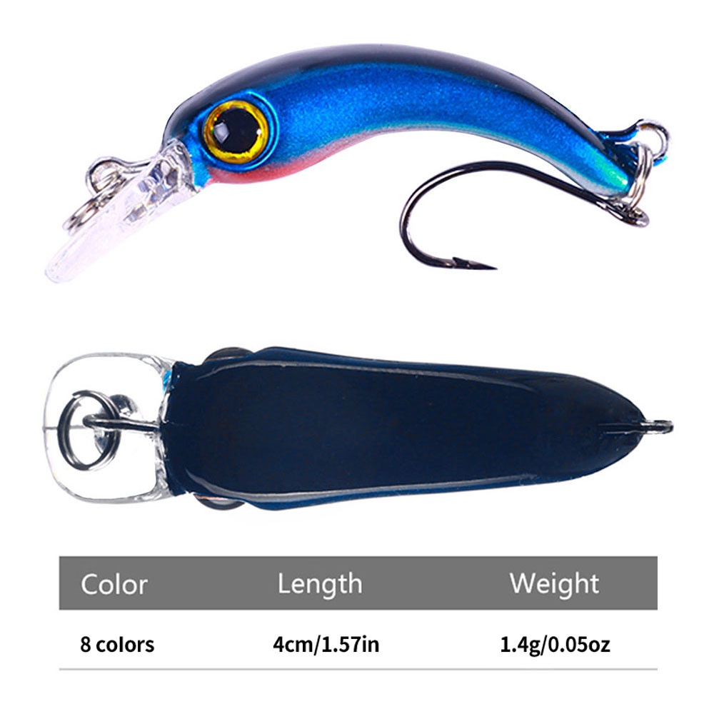 Hengjia 8pcs Floating Minnow Fishing Lure Umpan Pancing Tiruan Bentuk Ikan Kecil 3.8cm 1.5g Mini Artificial Hard Bait Kail Treble Insect Fake Lure