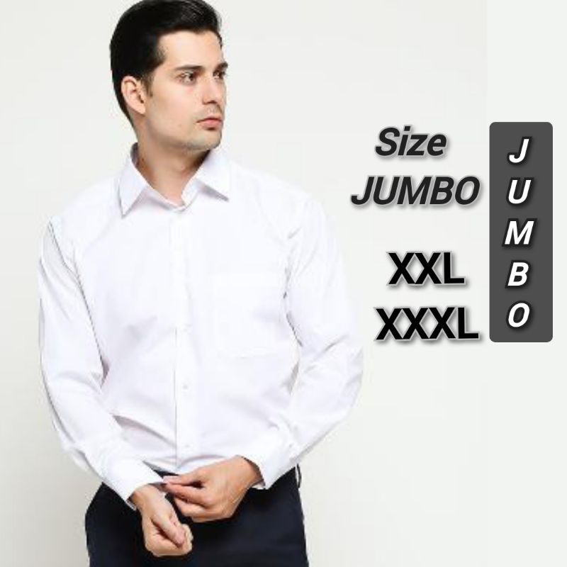 KEMEJA PUTIH POLOS PRIA JUMBO XXL/XXXL/Kemeja putih pria