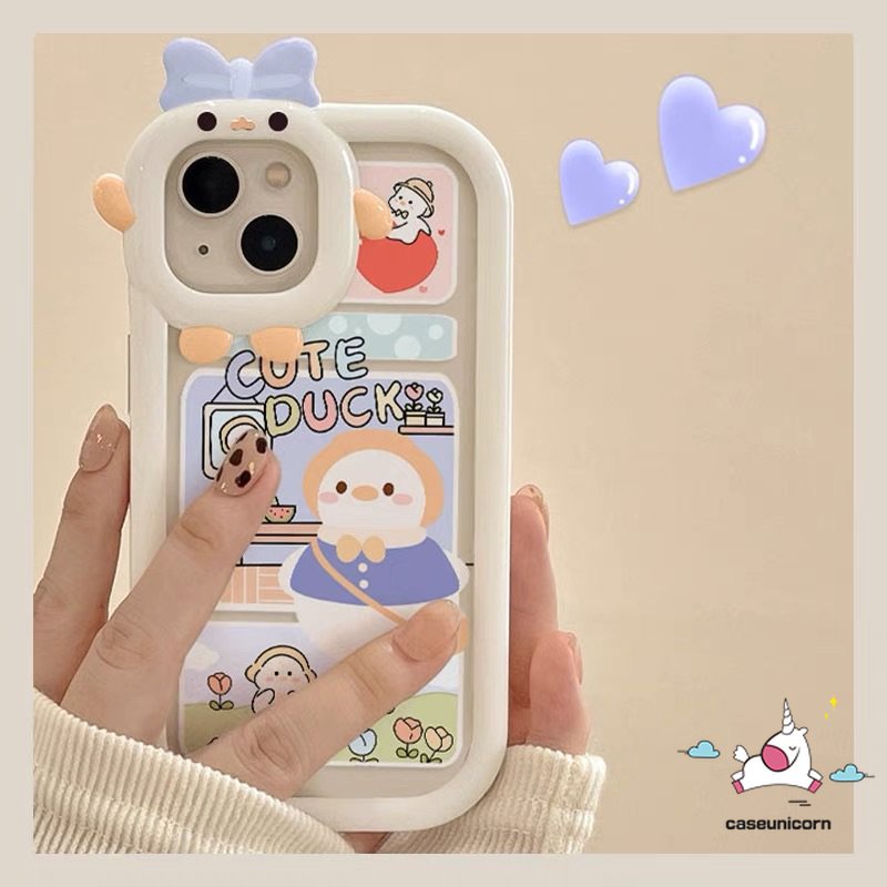 Soft Case Desain Kartun Bebek Monster 3D Untuk iPhone 11 14 12 13 Pro MAX 6 6s 7 8 14 Plus XR X XS MAX SE 2020