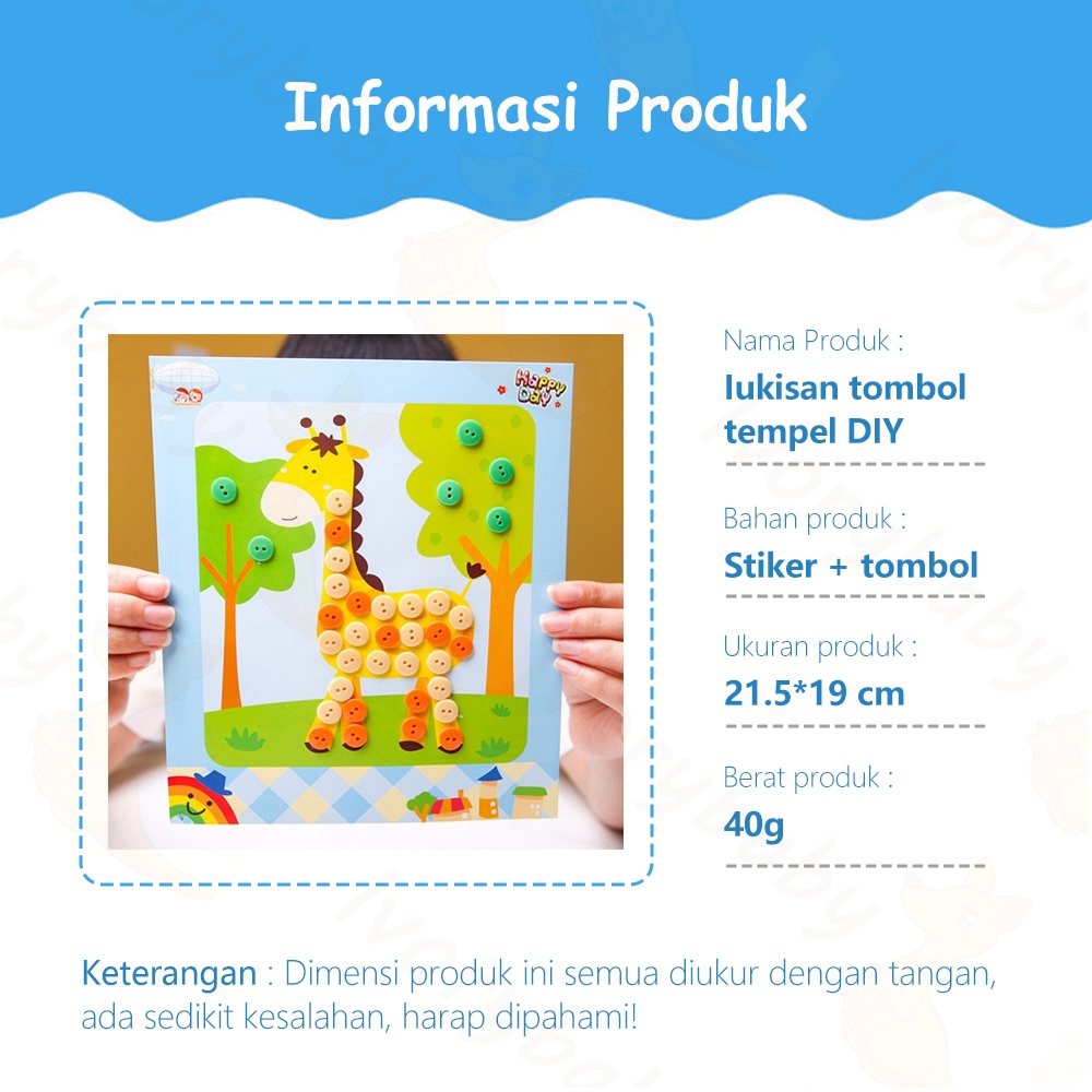 Ivorybaby Mainan edukasi anak Lukisan Kancing kartun Handmade DIY