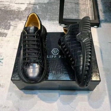 sepatu sneaker philipp plein cowok sepatu wedges pria pp mirror vip p1shoes hitam