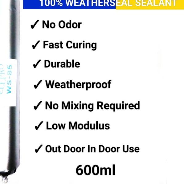 

Lem Silikon Sosis/Lem Silicone Sealant ELLPRO WS-85 Weatherseal 600ml - L.Grey/Abu Muda