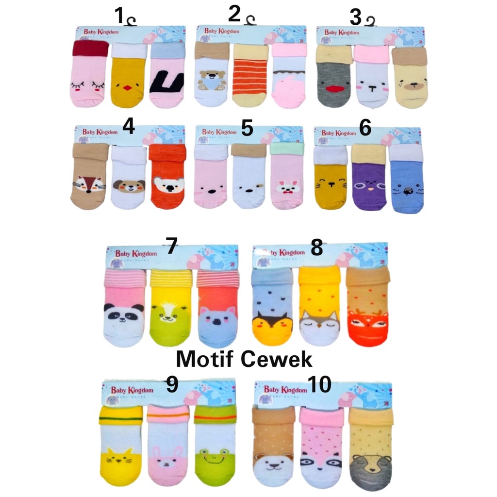 Kaos Kaki Lipat Baby Kingdom (3pcs) WARNA RANDOM