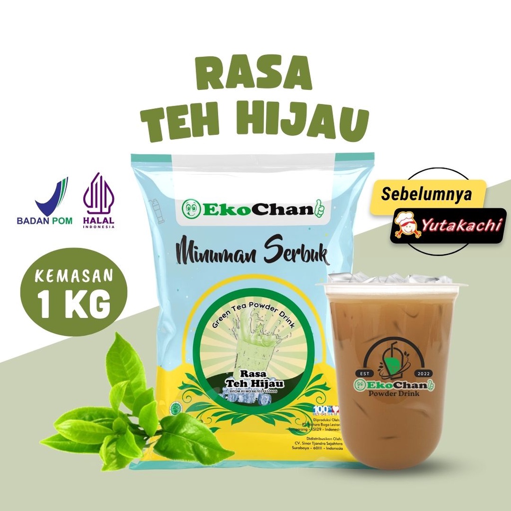 Bubuk Minuman Rasa Teh Hijau 1kg EkoChan / Serbuk Minuman Instan Aneka Rasa / Powder Drink Milkshake / Pusat bumbu