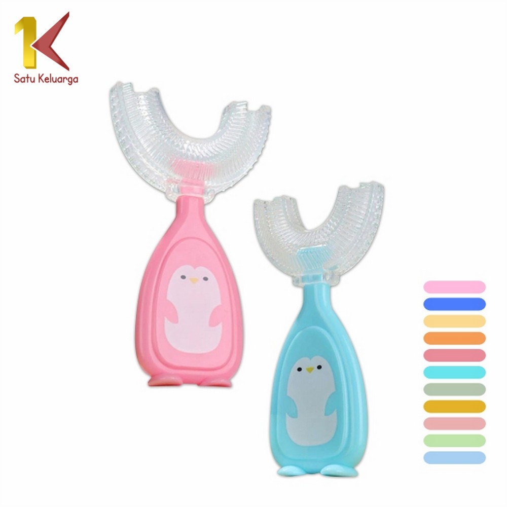 Satu Keluarga Sikat Gigi U Anak Karakter OPP C348 Sikat Gigi Bayi Silikon Bentuk U Toothbrush Childr
