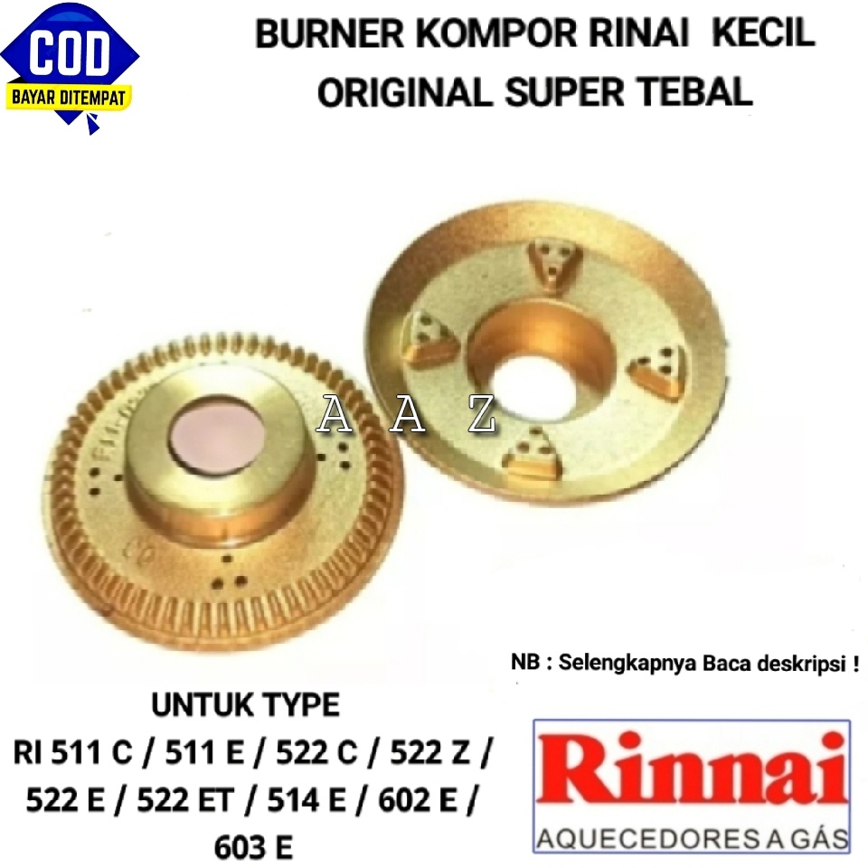 Burner kompor gas rinnai / sparepart burner kuningan ukuran kecil original super tebal untuk kompor 