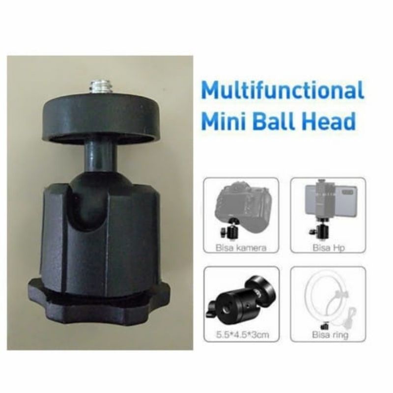 Mini Ball Head 1/4 Inc Screw Ballhead Tripod Camera Tripod DSLR 360 Swivel