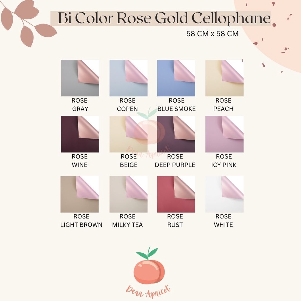 

[20 LEMBAR] KERTAS FLOWER WRAPPING BI COLOR ROSE GOLD CELLOPHANE PACK KERTAS BUKET BUNGA HAND BOUQUET