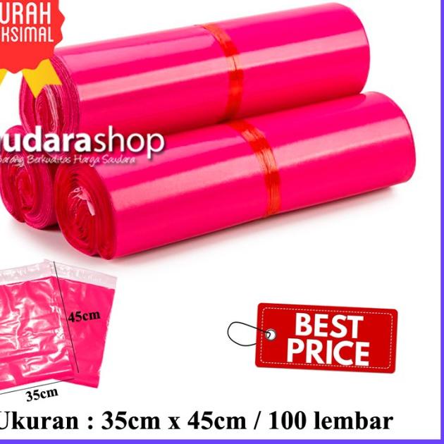 

Polymailer Packing (35cm x 45cm) 100 lembar / Polymailer 35x45 Hitam - Pink(Glossy)