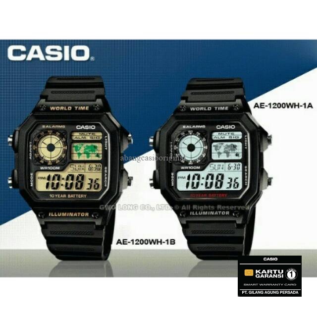 Jam Tangan Casio AE-1200WH AE-1200WH AE 1200WH AE-1200WH-1A AE-1200WH-1B Original Resmi