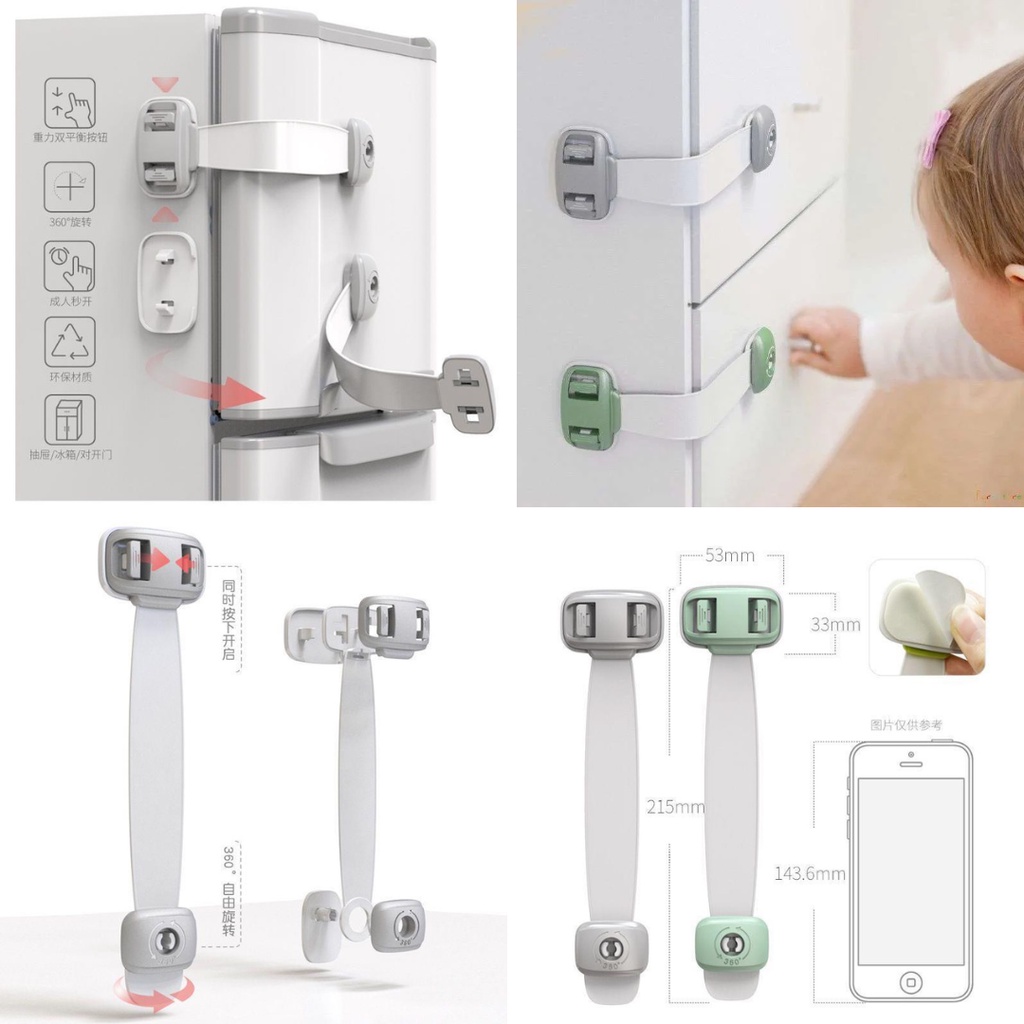 KAZU KHL260 Pengaman Laci Lemari Kunci Pintu Kulkas Baby Safety Lock