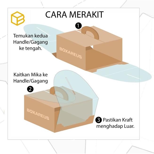 

Box Mika Kotak Kue Cake Packaging Transparan Dus Handle | 42012 White