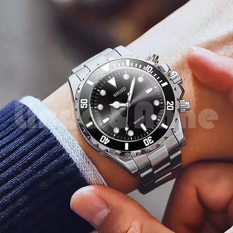 Jam Tangan Pria Analog Quartz Bisnis Stainless Steel Gaya Elegan Fashion Murah Import