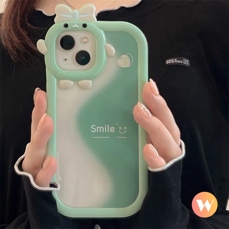 Case Motif Smile Wave Hijau Untuk OPPO A55 A95 A15 A96 A16E A12 A57 A7 A16 A3s A52 A53 A31 A5s A76 A16K A5 A92 A94 A16s 7Z 633 3D Sarung Bantal Lembut