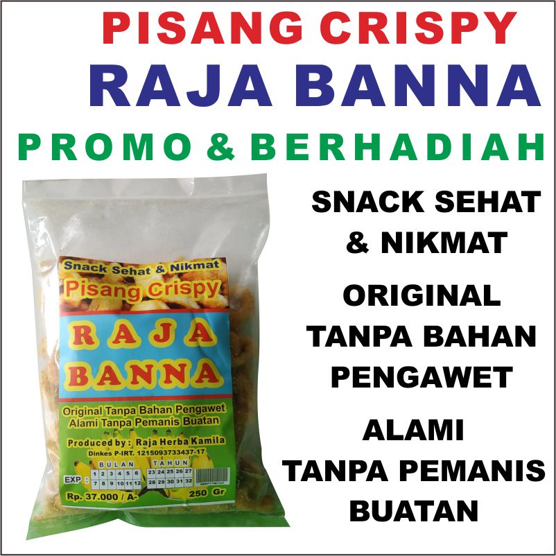 

PISANG CRISPY RAJA BANNA Istimewa Promo + Berhadiah Snack Sehat & Nikmat 250 Gram Renyah Original Tanpa Bahan Pengawet Tanpa Pemanis Buatan Rambak Pisang Kripik Pisang Crunch Crunch Banana SELE PISANG OVEN ANNUR KARANGAYU TOKO BUKU 4777 PISANG CRISPI