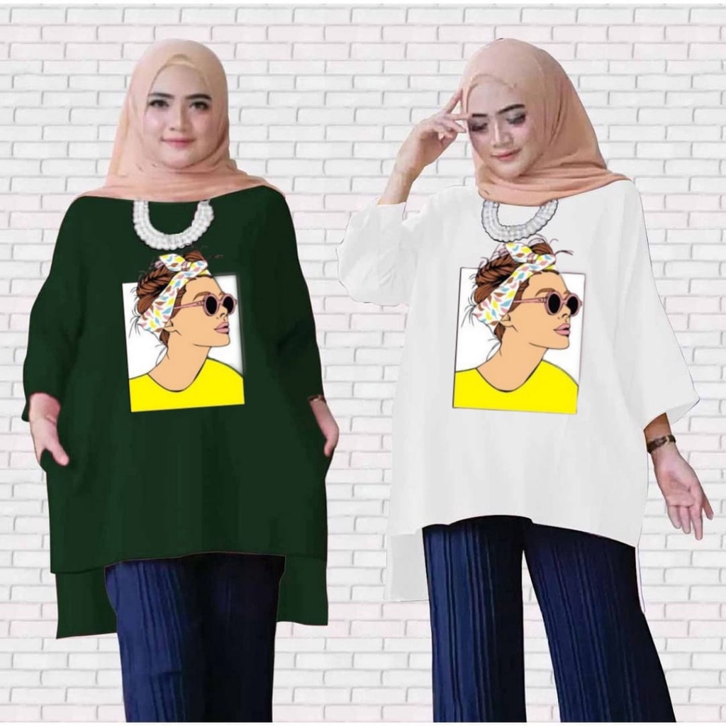 TUNIK KAOS WANITA/ TUNIK DEWASA JUMBO LD 110/TUNIK VIRAL 2022/KAOS OVERSIZE XL SUPER JUMBO/SABLON DTF PRINTING PRESS