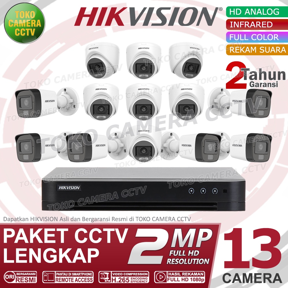 PAKET CCTV HIKVISION 2MP DUAL LIGHT AUDIO COLORVU 16 CHANNEL 13 KAMERA